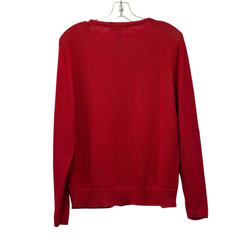 Crystal-Kobe Women's Red Holiday Festive Snowman Button Cardigan Sweater‎ Size L - Picture 2 of 5